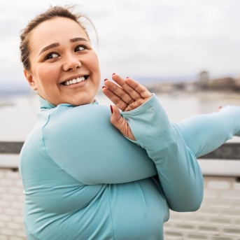 Woman stretching outside